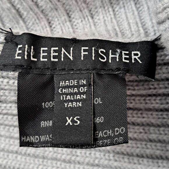 Eileen Fisher XS Long Sleeve Gray Open Front Waterfall Cardigan Merino Wool - Picture 2 of 8